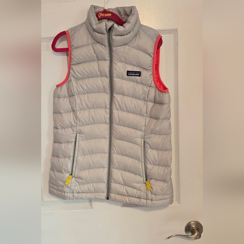 Patagonia Kids Puffer Vest - Gray with Pink Accents